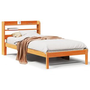 vidaXL Giroletto con Testiera Marrone Cera 75x190 cm Massello Pino