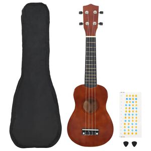 vidaXL Set Ukulele Soprano con Borsa per Bambini Legno Naturale 21