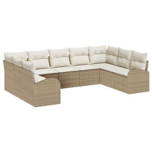 vidaXL Set di divani con cuscino 9 pcs Beige Rattan in Polipropilene