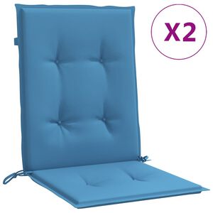 vidaXL Cuscini Sedia Schiena Bassa 2 pz Blu M&eacute;lange 100x50x4 Tessuto