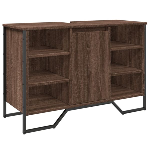 vidaXL Mobile Lavabo Bagno Rovere Marrone 91x35x60cm in Truciolato