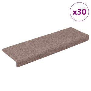 vidaXL Tappetini per scale autoadesivi 30 pz 65x21x4 cm Marrone Chiaro Bordo rettangolare
