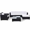 vidaXL Set Divani da Giardino 6 pz con Cuscini in Polyrattan Nero