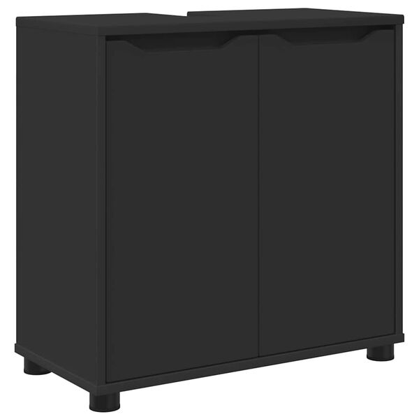 vidaXL Mobile per lavabo da bagno con lo scaffale Nero 60 x 30 x 60 cm