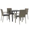 vidaXL Set da Pranzo Giardino 5pz Nero e Grigio con Cuscini Polyrattan