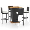 vidaXL Set da Bar da Giardino 5 pz con Cuscini in Polyrattan Nero