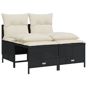 vidaXL Set Divani da Giardino 4 pz con Cuscini Nero in Polyrattan