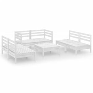 vidaXL Set Divani da Giardino 7 pz Bianco in Legno Massello di Pino