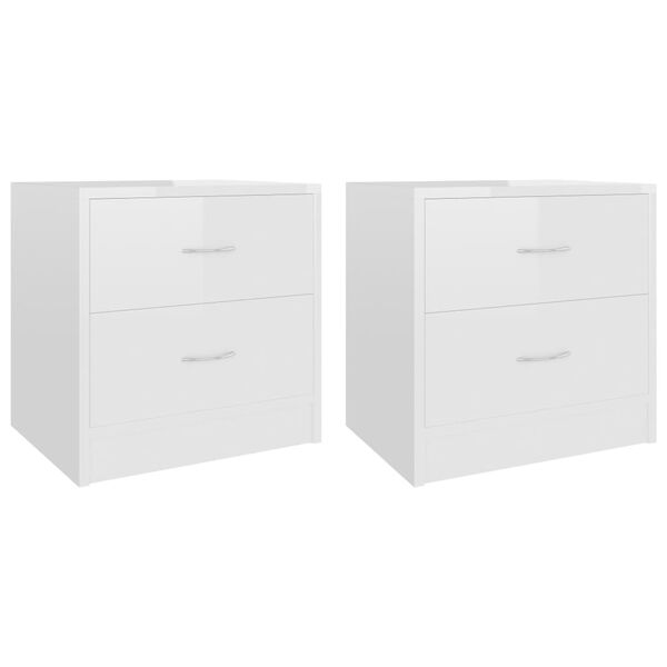 vidaXL Comodini 2 pz Bianco Lucido 40x30x40 cm in Legno Multistrato
