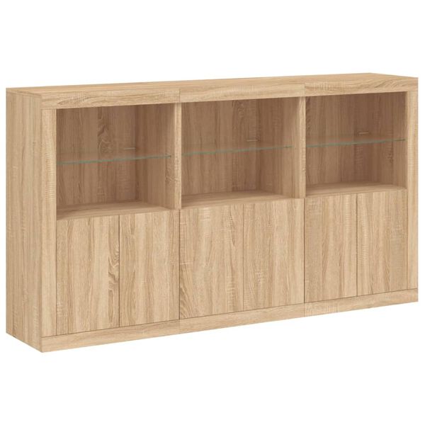vidaXL Credenza con Luci LED Rovere Sonoma 181,5x37x100 cm