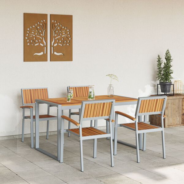 vidaXL Set da Pranzo per Giardino 5 pcs Grigio e marrone