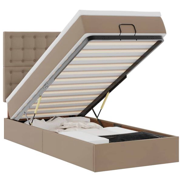 vidaXL Struttura Letto Pouf con Materasso 100x200 cm Similpelle