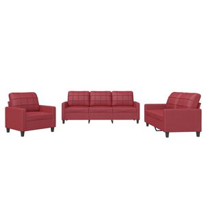 vidaXL Set di Divani 3 pz con Cuscini Rosso Vino in Similpelle
