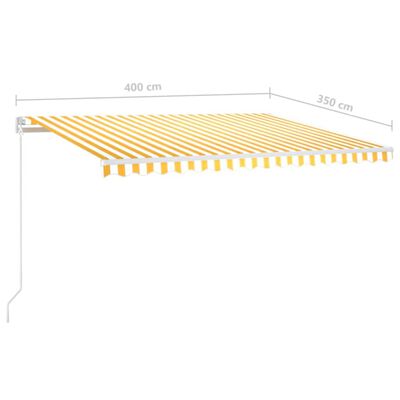 vidaXL Tenda da Sole Retrattile Manuale LED 400x350 cm Giallo Bianco