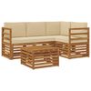 vidaXL Set di divani da esterno 5 pz Naturale e Beige Poliestere