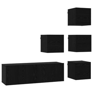 vidaXL Set mobile TV 5 pcs 100 x 30 x 30 cm Rovere Nero