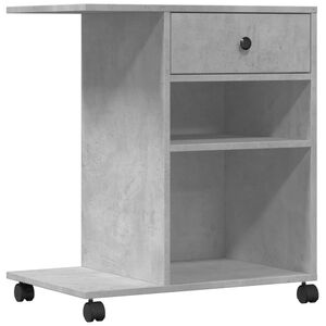 vidaXL Supporto per Stampante con Ruote Grigio Cemento 60x40x68,5 cm