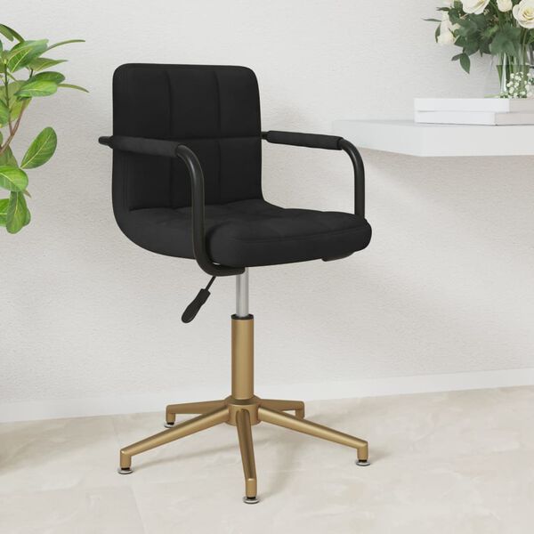 vidaXL Sedia da Pranzo Girevole Nera in Velluto