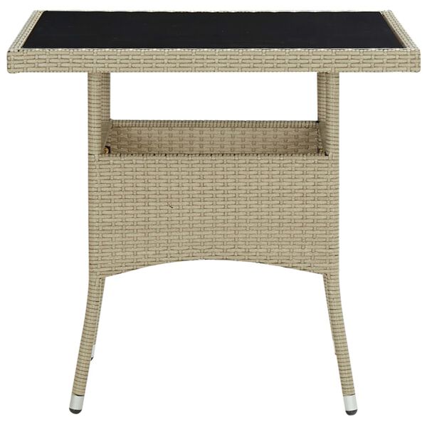 vidaXL Tavolo da Pranzo da Giardino Beige in Polyrattan e Vetro