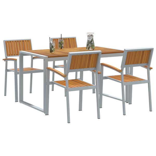 vidaXL Set da Pranzo per Giardino 5 pcs Grigio e marrone