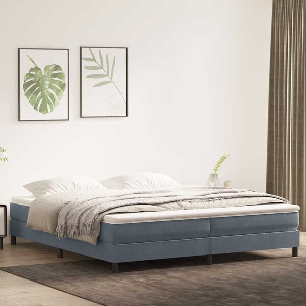vidaXL Letto a Molle senza Materasso Grigio Scuro 200x210 cm Velluto