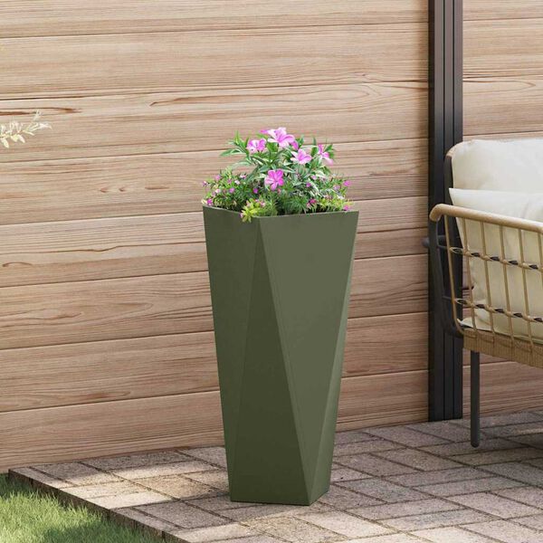 vidaXL Fioriera Verde oliva 30 x 30 x 75 cm Acciaio