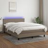 vidaXL Letto a Molle con Materasso e LED Tortora 140x200 cm in Tessuto