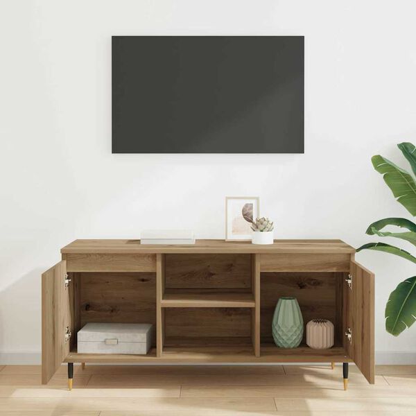 vidaXL Mobile TV Rovere artigianale 104 x 35 x 50 cm Legno multistrato