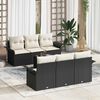 vidaXL Set Divano da Giardino con cuscino 7 pcs Nero polyrattan
