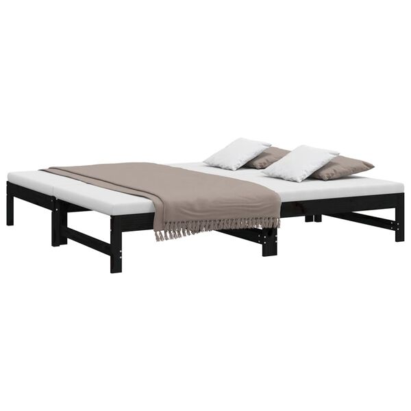vidaXL Dormeuse Estraibile Nera 2x(90x190) cm Legno Massello di Pino