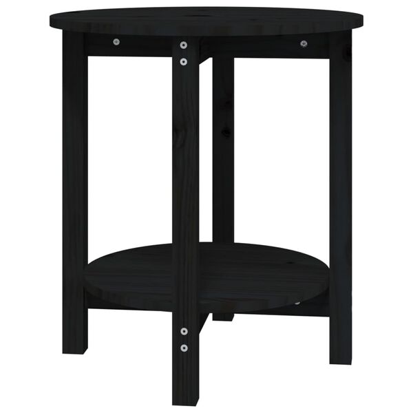 vidaXL Tavolino da Salotto Nero Ø 55x60 cm in Legno Massello di Pino