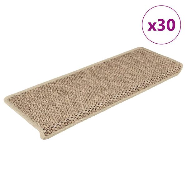 vidaXL Tappeti Autoadesivi Scale Aspetto Sisal 30 pz 65x21x4 cm Sabbia