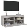 vidaXL Mobile TV a Parete con Luci LED Grigio Sonoma 100x30x40 cm