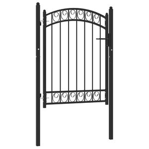 vidaXL Cancello per recinzione EMMEN con parte superiore ad arco in acciaio 100x98,5 cm Nero