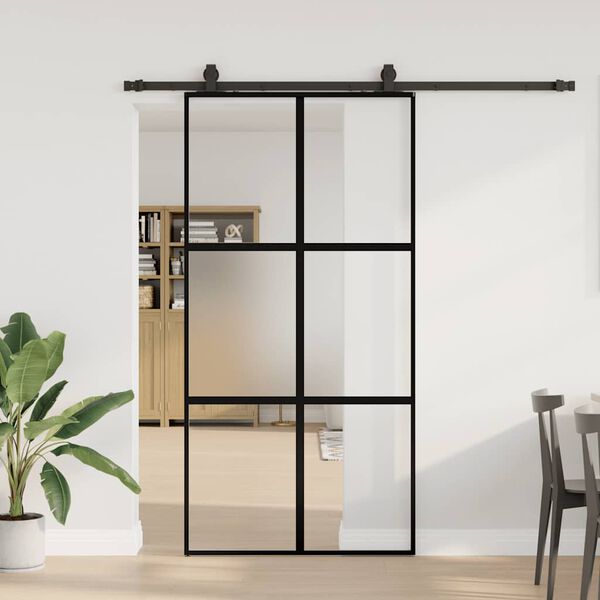 vidaXL Porta Scorrevole Ferramenta Nera 102,5x205 cm Vetro Temperato