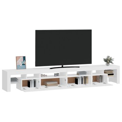 vidaXL Mobile Porta TV con Luci LED Bianco Lucido 260x36,5x40 cm