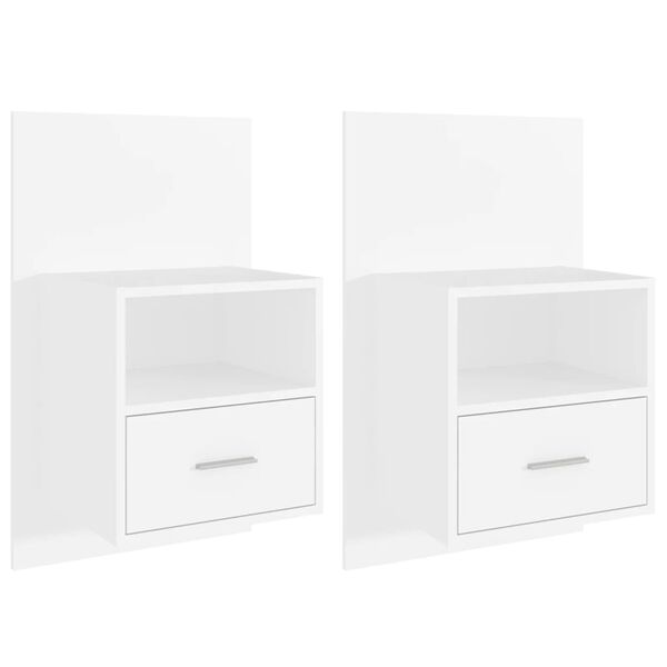 vidaXL Comodini a Parete 2 pz Bianchi