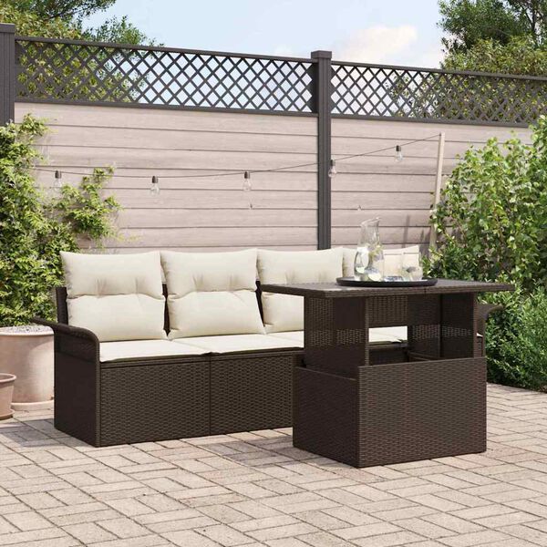vidaXL Set Divano da Giardino 5 pcs Marrone Rattan in Polipropilene
