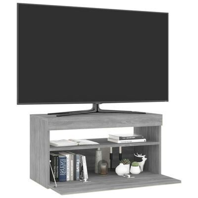 vidaXL Mobile Porta TV con Luci LED Grigio Sonoma 75x35x40 cm