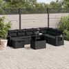 vidaXL Set Divani da Giardino 9 pz con Cuscini Nero in Polyrattan