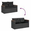 vidaXL Set Divano da Giardino 6 pz con Cuscini Nero Polyrattan Acacia