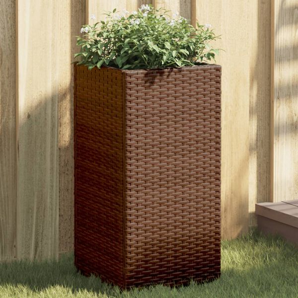 vidaXL Fioriere da Giardino 2 pz Marrone 30x30x60 cm in Polyrattan
