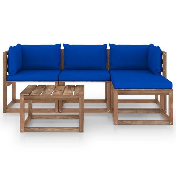 vidaXL Set Salotto da Giardino 5 pz con Cuscini Blu
