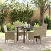 vidaXL Set da Pranzo per Giardino con cuscino 5 pcs Beige polyrattan