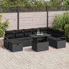 vidaXL Set Divano da Giardino con cuscino 9 pcs Nero Poly Rattan
