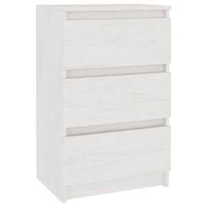 vidaXL Comodino Bianco 40x29,5x64 cm in Legno Massello di Pino