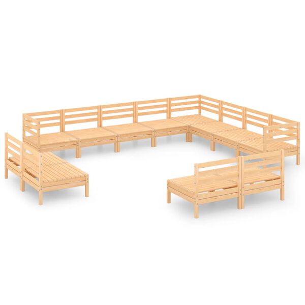 vidaXL Set Salotto da Giardino 12 pz in Legno Massello di Pino