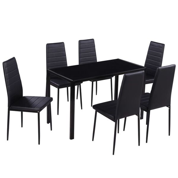 vidaXL Set Tavolo da Pranzo 7 pz Nero