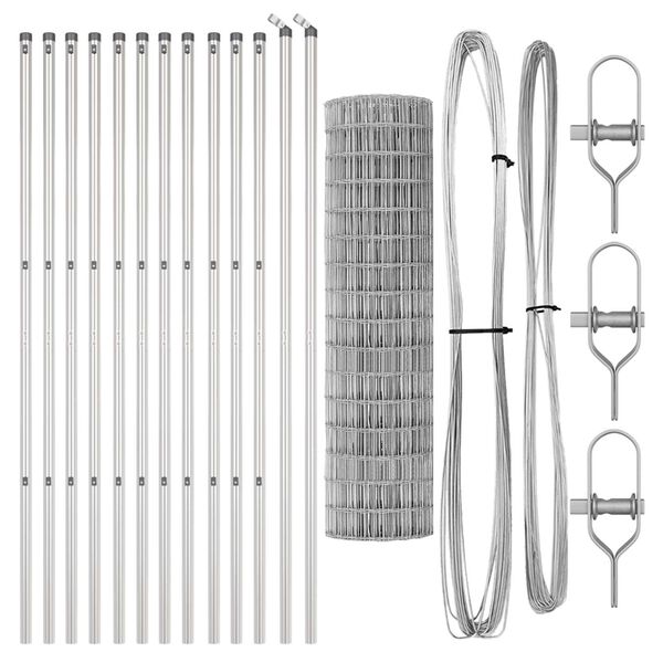 vidaXL Recinzione con Posto Argento 1,2 x 25 m Acciaio e PVC