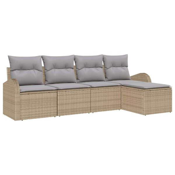 vidaXL Set di divani 5 pcs Beige e Grigio Chiaro polyrattan